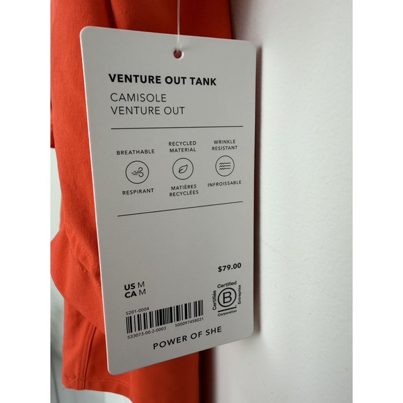Athleta Venture Out Tank MEDIUM Vermillion Orange Stretch Abrasion Resistant NEW - Picture 4 of 7